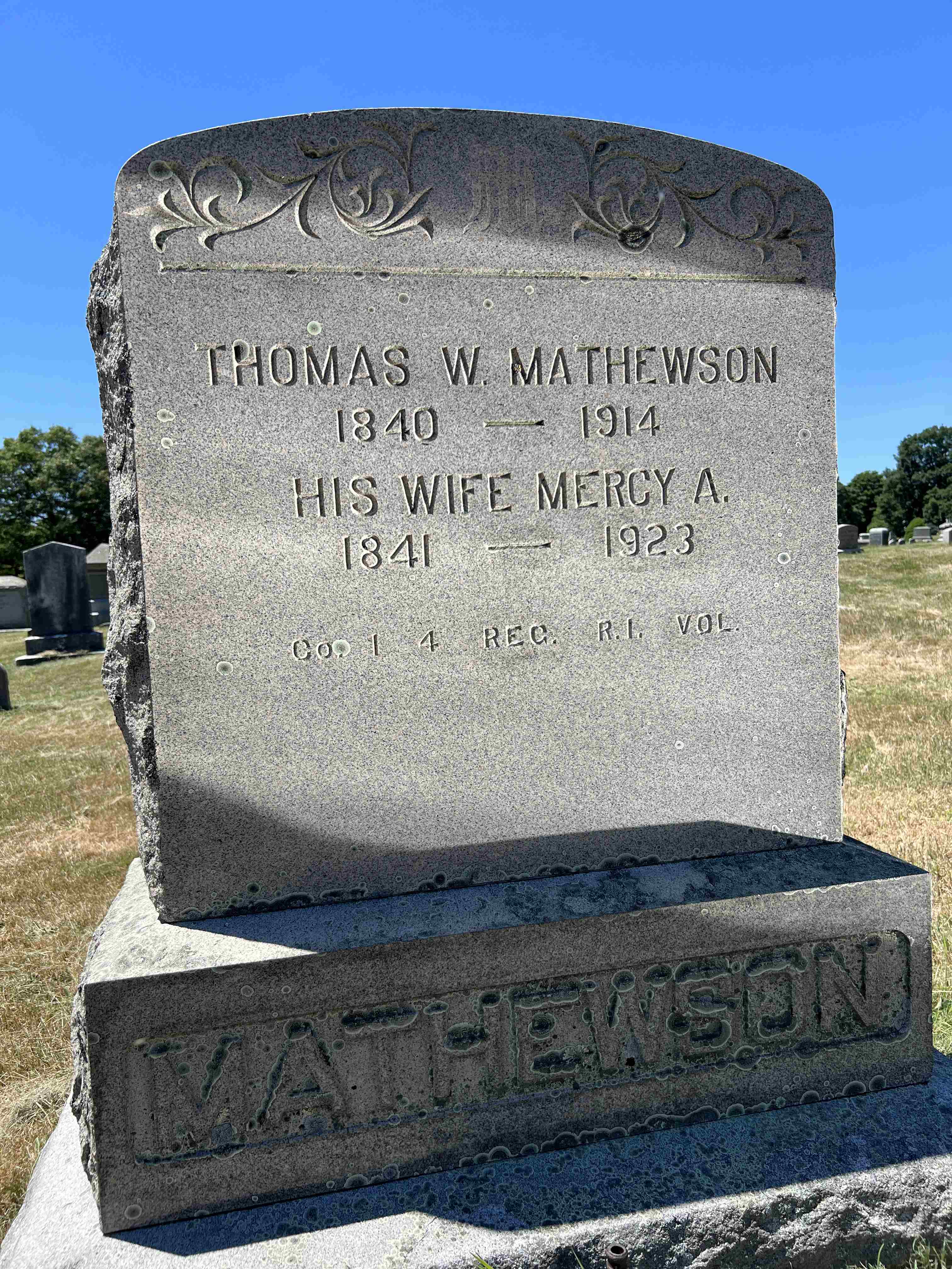 Rhode Island Historic Cemeteries - Person Details